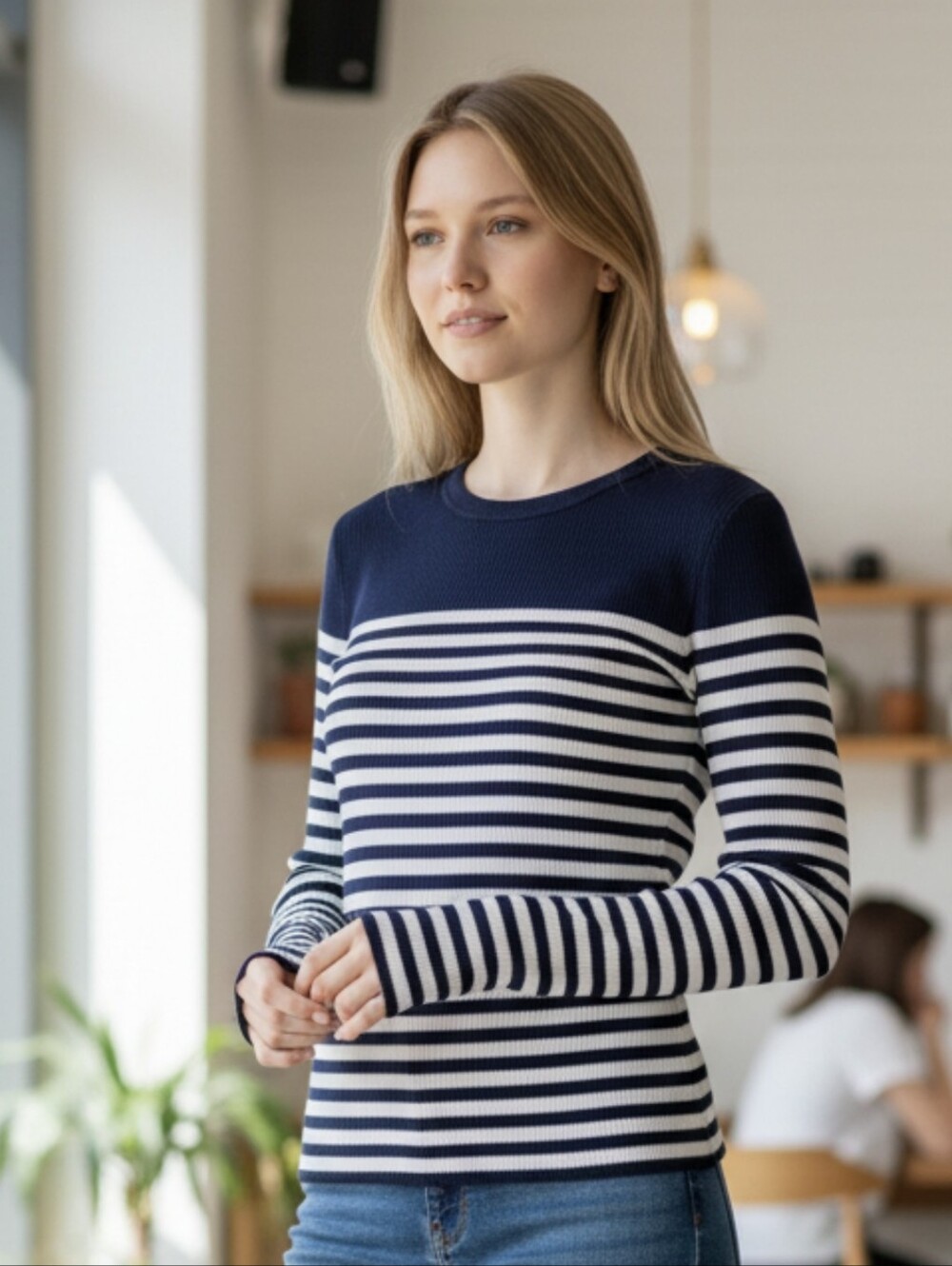 J. Crew ribbed striped long sleeve tee XS